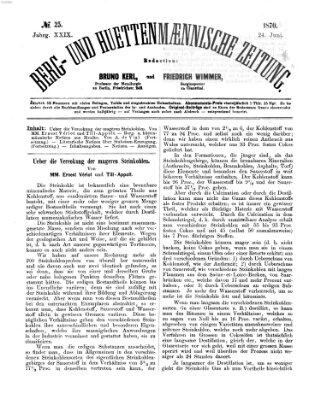 Berg- und hüttenmännische Zeitung Freitag 24. Juni 1870