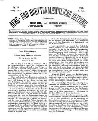 Berg- und hüttenmännische Zeitung Freitag 1. Juli 1870