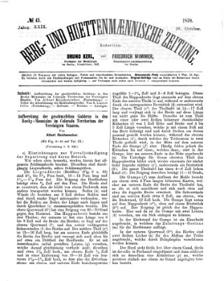 Berg- und hüttenmännische Zeitung Freitag 28. Oktober 1870