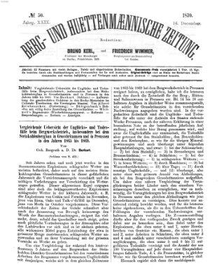 Berg- und hüttenmännische Zeitung Freitag 16. Dezember 1870