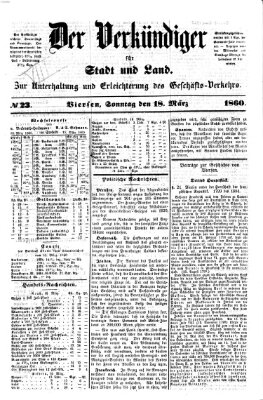 Der Verkündiger für Stadt und Land Sonntag 18. März 1860