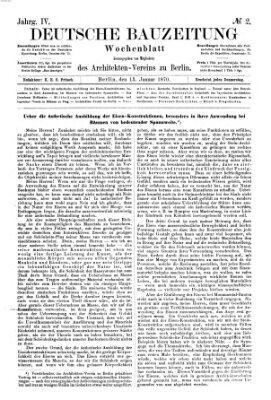 Deutsche Bauzeitung 〈Berlin〉 Donnerstag 13. Januar 1870