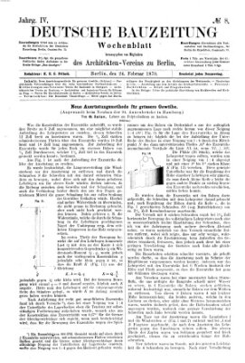 Deutsche Bauzeitung 〈Berlin〉 Donnerstag 24. Februar 1870