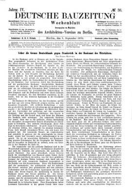 Deutsche Bauzeitung 〈Berlin〉 Donnerstag 8. September 1870