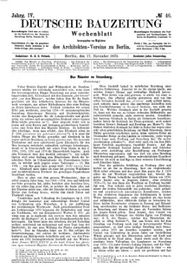 Deutsche Bauzeitung 〈Berlin〉 Donnerstag 17. November 1870