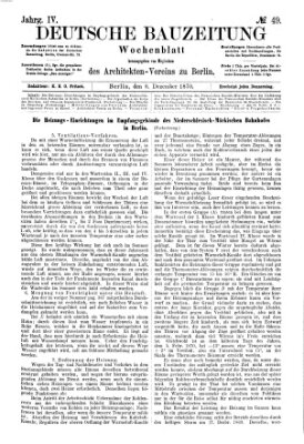 Deutsche Bauzeitung 〈Berlin〉 Donnerstag 8. Dezember 1870