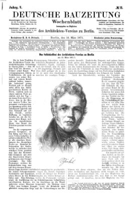 Deutsche Bauzeitung 〈Berlin〉 Donnerstag 16. März 1871