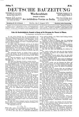 Deutsche Bauzeitung 〈Berlin〉 Donnerstag 3. August 1871