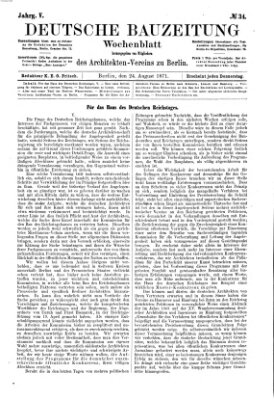 Deutsche Bauzeitung 〈Berlin〉 Donnerstag 24. August 1871