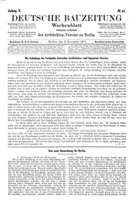 Deutsche Bauzeitung 〈Berlin〉 Donnerstag 2. November 1871