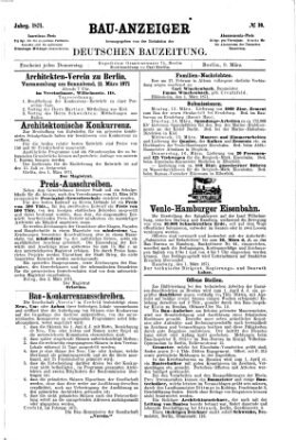 Bau-Anzeiger Donnerstag 9. März 1871