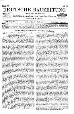 Deutsche Bauzeitung 〈Berlin〉 Donnerstag 11. April 1872