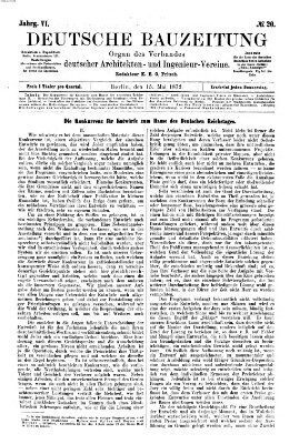 Deutsche Bauzeitung 〈Berlin〉 Mittwoch 15. Mai 1872