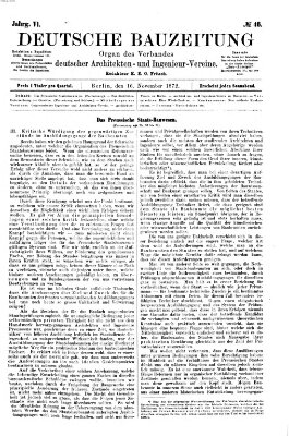 Deutsche Bauzeitung 〈Berlin〉 Samstag 16. November 1872