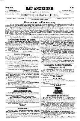 Bau-Anzeiger Donnerstag 27. Juni 1872