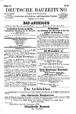 Bau-Anzeiger Mittwoch 27. November 1872