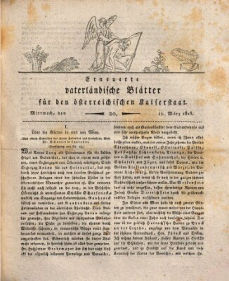 Erneuerte vaterländische Blätter für den österreichischen Kaiserstaat Mittwoch 11. März 1818
