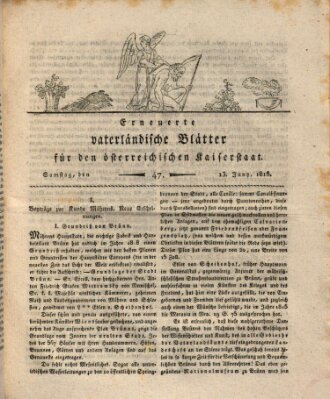 Erneuerte vaterländische Blätter für den österreichischen Kaiserstaat Samstag 13. Juni 1818