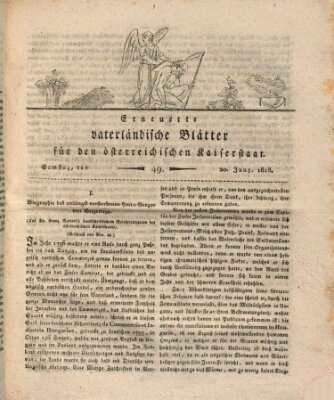 Erneuerte vaterländische Blätter für den österreichischen Kaiserstaat Samstag 20. Juni 1818