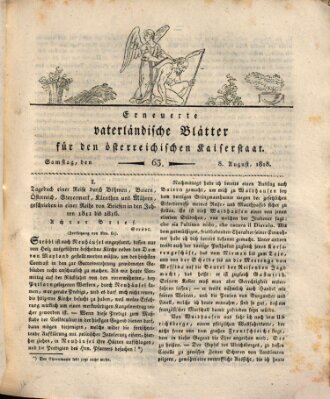 Erneuerte vaterländische Blätter für den österreichischen Kaiserstaat Samstag 8. August 1818