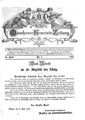 Münchener Gemeinde-Zeitung Donnerstag 25. April 1872