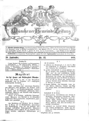 Münchener Gemeinde-Zeitung Sonntag 29. September 1872