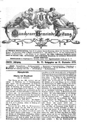 Münchener Gemeinde-Zeitung Donnerstag 18. September 1873