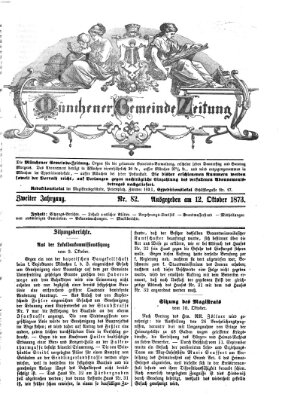 Münchener Gemeinde-Zeitung Sonntag 12. Oktober 1873