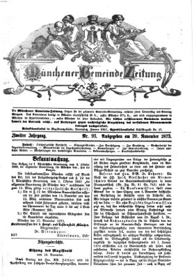 Münchener Gemeinde-Zeitung Donnerstag 20. November 1873
