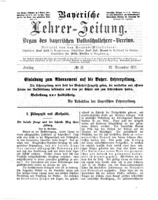 Bayerische Lehrerzeitung Freitag 22. Dezember 1871