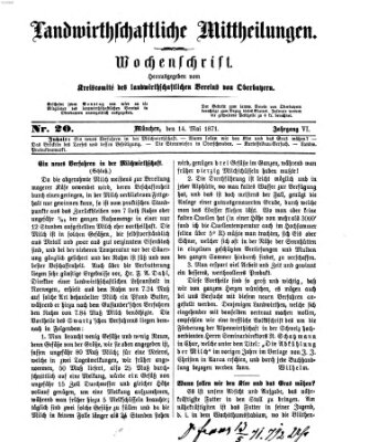 Landwirthschaftliche Mittheilungen Sonntag 14. Mai 1871