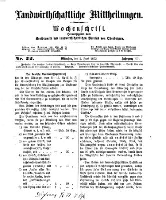 Landwirthschaftliche Mittheilungen Sonntag 2. Juni 1872