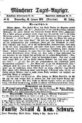 Münchener Tages-Anzeiger Donnerstag 16. Januar 1873