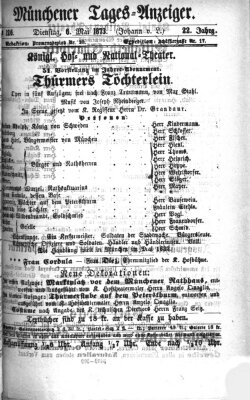 Münchener Tages-Anzeiger Dienstag 6. Mai 1873