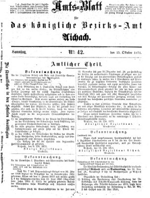 Amtsblatt für das Bezirksamt und Amtsgericht Aichach Sonntag 15. Oktober 1871