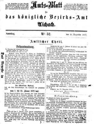 Amtsblatt für das Bezirksamt und Amtsgericht Aichach Sonntag 31. Dezember 1871