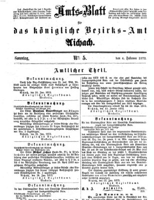 Amtsblatt für das Bezirksamt und Amtsgericht Aichach Sonntag 4. Februar 1872