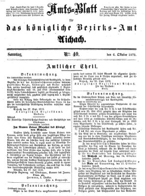 Amtsblatt für das Bezirksamt und Amtsgericht Aichach Sonntag 6. Oktober 1872