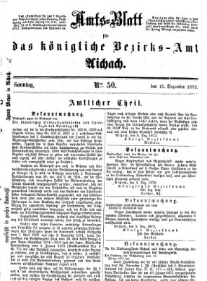 Amtsblatt für das Bezirksamt und Amtsgericht Aichach Sonntag 15. Dezember 1872