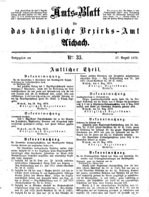 Amtsblatt für das Bezirksamt und Amtsgericht Aichach Sonntag 17. August 1873