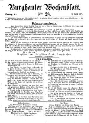Burghauser Wochenblatt Sonntag 9. Juli 1871