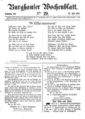 Burghauser Wochenblatt Sonntag 16. Juli 1871