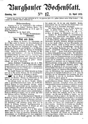 Burghauser Wochenblatt Sonntag 21. April 1872