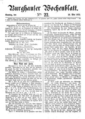 Burghauser Wochenblatt Sonntag 26. Mai 1872
