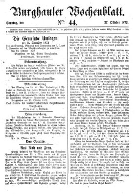 Burghauser Wochenblatt Sonntag 27. Oktober 1872