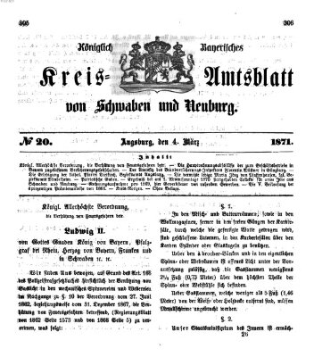 Königlich Bayerisches Kreis-Amtsblatt von Schwaben und Neuburg Samstag 4. März 1871