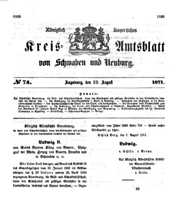 Königlich Bayerisches Kreis-Amtsblatt von Schwaben und Neuburg Mittwoch 23. August 1871