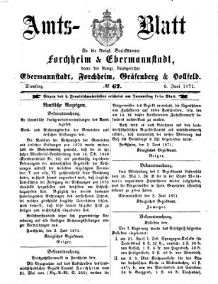 Amtsblatt für die Königlichen Bezirksämter Forchheim und Ebermannstadt sowie für die Königliche Stadt Forchheim Dienstag 6. Juni 1871