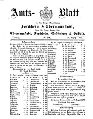 Amtsblatt für die Königlichen Bezirksämter Forchheim und Ebermannstadt sowie für die Königliche Stadt Forchheim Dienstag 20. August 1872