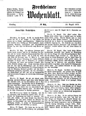 Amtsblatt für die Königlichen Bezirksämter Forchheim und Ebermannstadt sowie für die Königliche Stadt Forchheim Samstag 23. August 1873